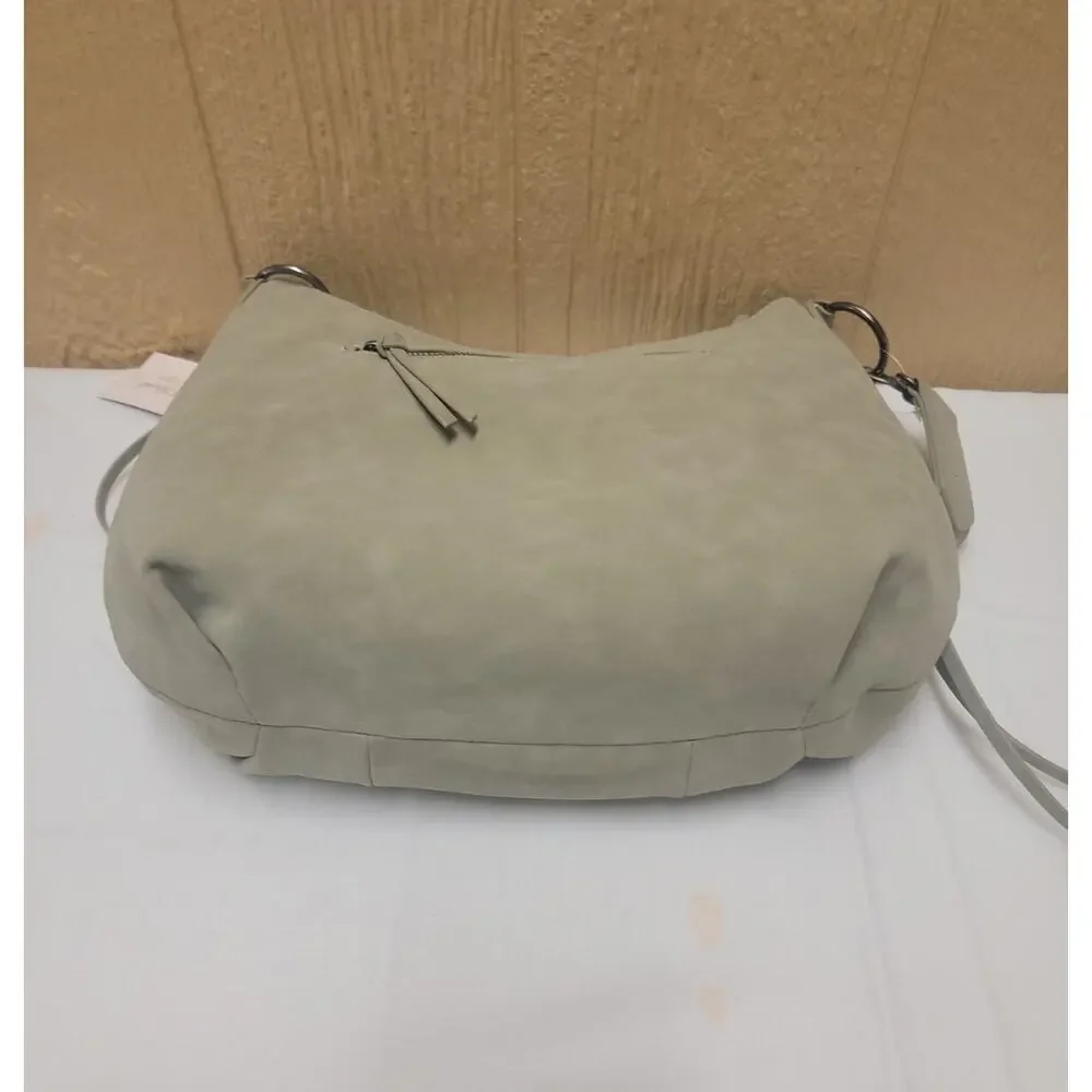 Zip Closure Pleated Hobo Handbag Universal Thread Green Shoulder Strap